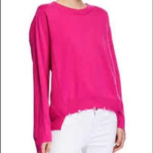 Neiman Marcus Splendid Pink frayed sweater